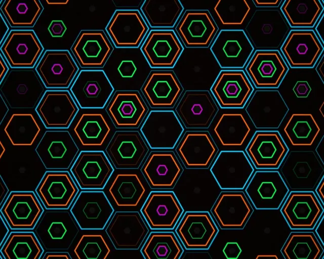 5:4 Industrial | 60fps Neon Hexagon Screensaver Motion Loop Live Wallpaper