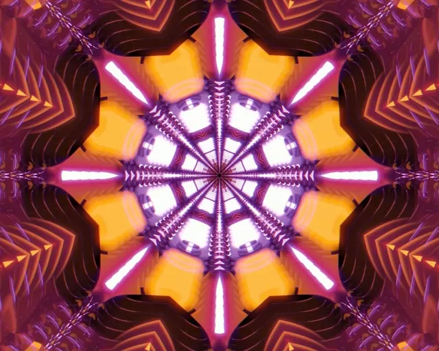 5:4 industrial neon tunnel kaleidoscope burst 60fps screensaver VJ loop