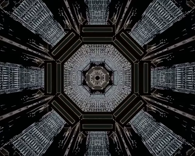 5:4 industriala Neon Tunela Pantaila-babeslea 60fps Oktogono Iluna VJ Loop