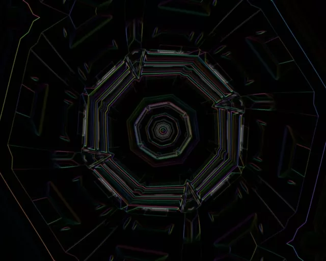 5:4 ইন্ডাস্ট্রিয়াল নিয়ন টানেল VJLoops 60fps স্ক্রিনসেভার অক্টাগন ভর্টেক্স