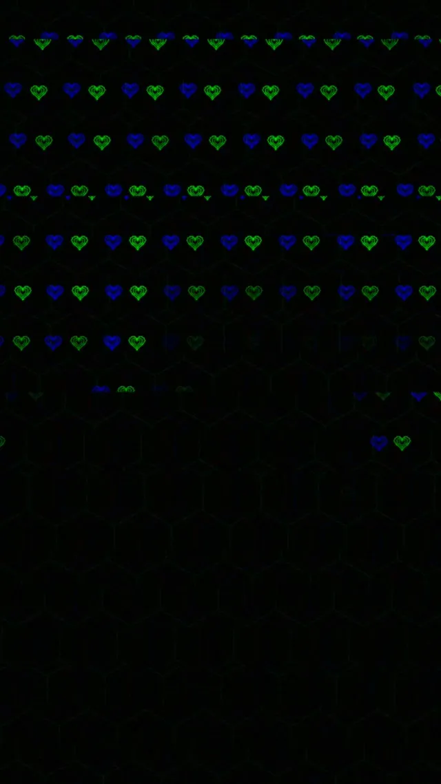 9:16 Reels 60fps Blue Green Pixel Heart Rain | Live Wallpaper