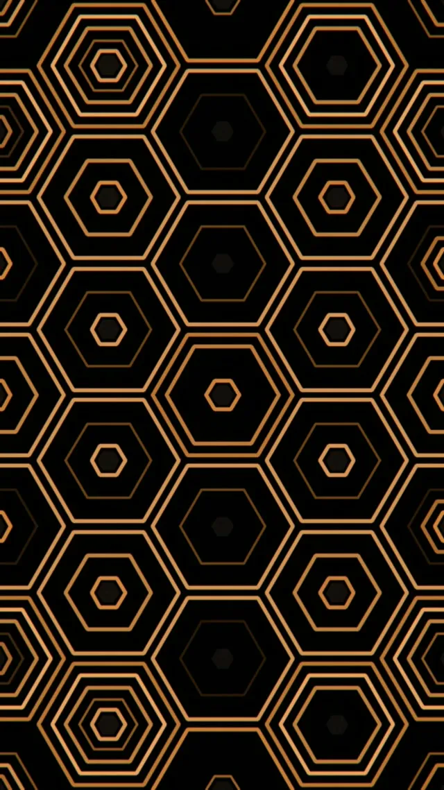 9:16 Reels | 60fps Golden Hexagon Pattern Live Wallpaper Screensaver VJ Loop