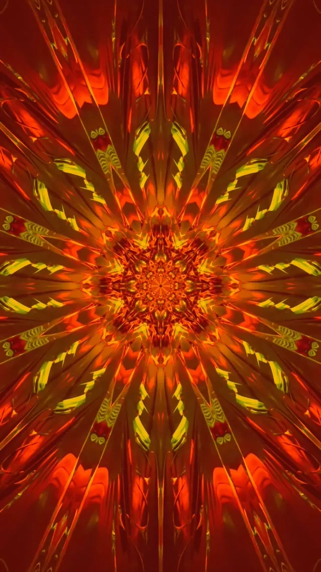 9:16 Reels 60fps ستاره فرکتال قرمز نارنجی تونل نئون محافظ صفحه کاغذ دیواری زنده