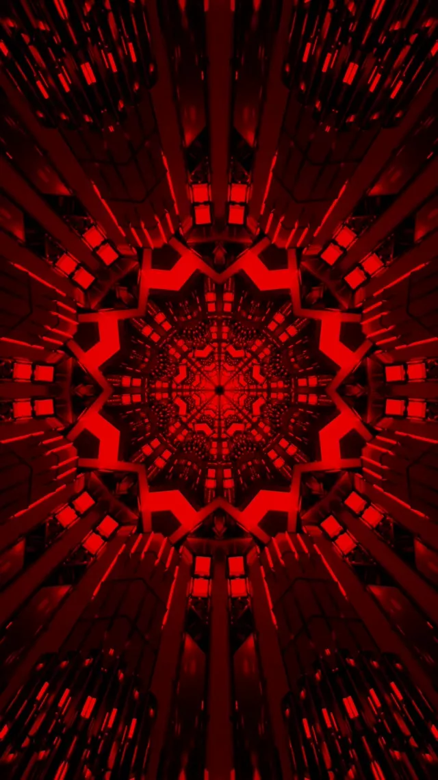 9:16 Reels انفجار زرشکی تونل نئون کالیدوسکوپ 60fps محافظ صفحه کاغذ دیواری زنده