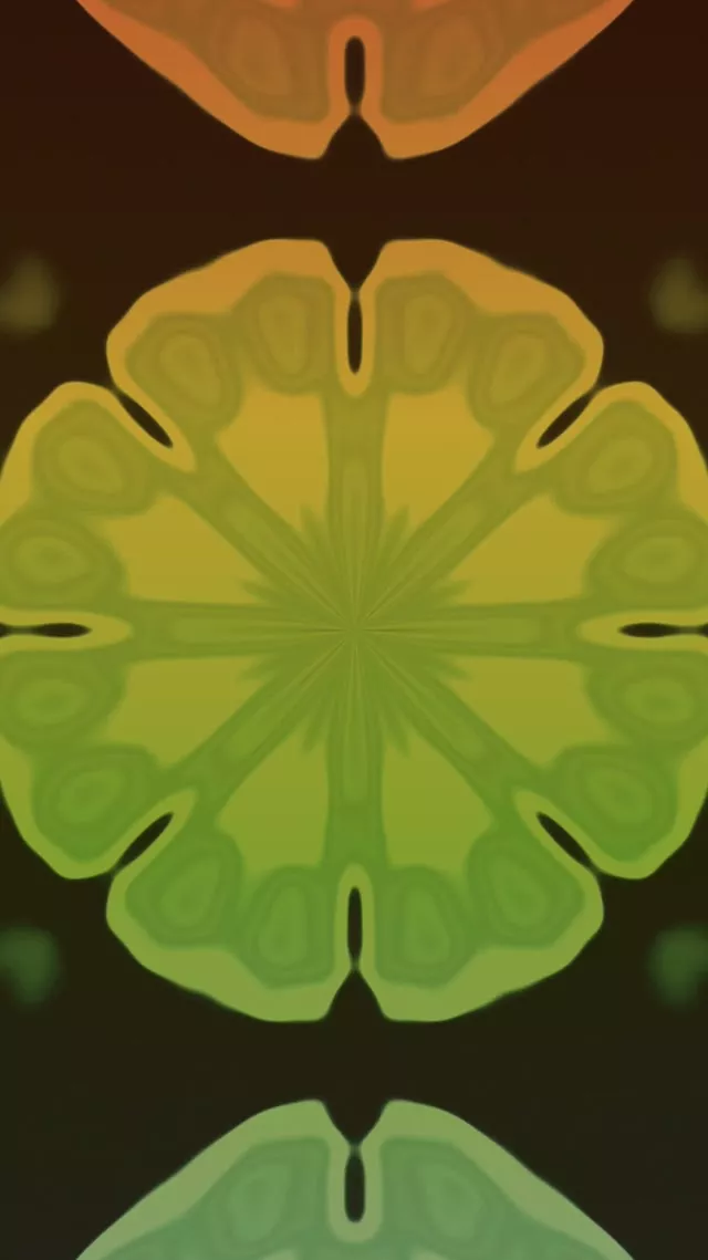 9:16 Reels Neonový Tunel Pulzující Mandala Květina Zeleno-Zlatá 60fps Spořič Živá Tapeta