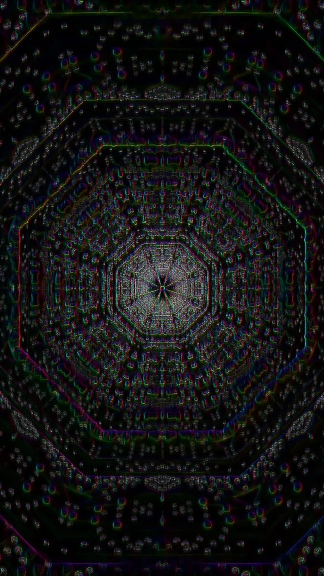 9:16 Reels Neon Tunnel VJ Loop 60fps Octagonal Kaleidoscope Screensaver