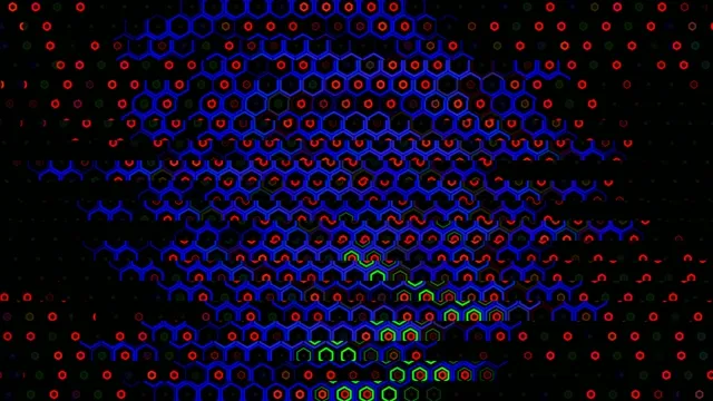 Abstract 4K hexagonal network motion background with neon lights