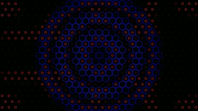 Abstract Blue Red Hexagon Network Animation 4K