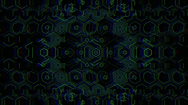 Abstract Green Blue Hexagon Grid Motion Background