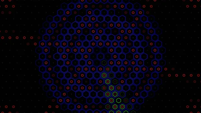 Abstract Hexagonal Network Blue Red Digital Background