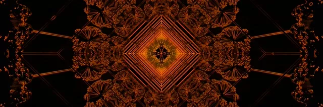 Terowongan Neon Berlian Fraktal Amber VJLoops 3:1 Triple Wide 60fps Screensaver