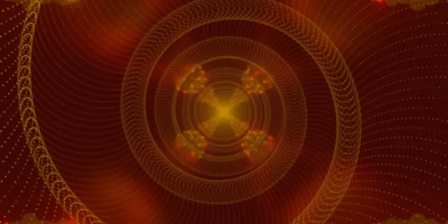 Neonový tunel zlatá spirála mandala 2:1 Univisium 60fps spořič VJ Loop