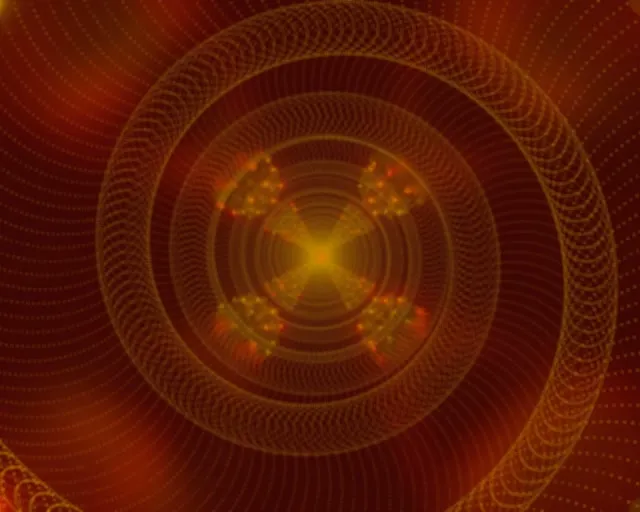 Neon Tunnel Gylden Kredsløb Hvirvel Pauseskærm 5:4 industrial 60fps Vj loop