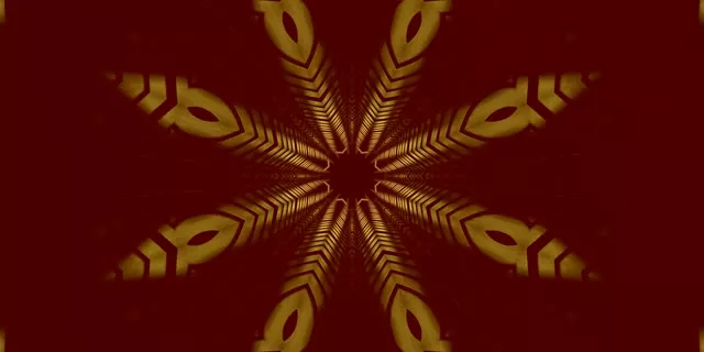 Golden Star Kaleidoscope Neon Tunnel VJ Loop 2:1 Univisium 60fps Screensaver
