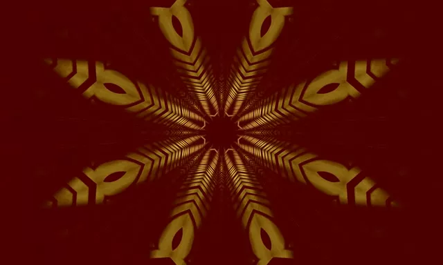 Vj loop Neon Tunnel Golden Star Kaleidoscope 5:3 wide 60fps Screensaver