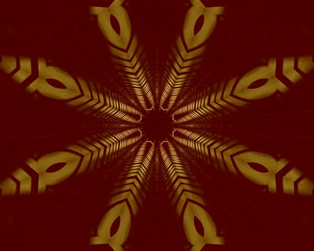 Golden Star Fractal Neon Tunnel Vj Loop 5:4 industrial 60fps Screensaver