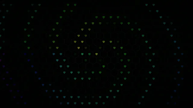 Animated 4K heart particles loop on dark background for video editing