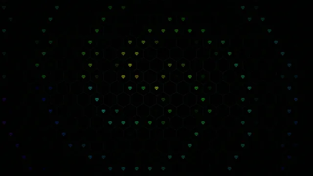 Animated Green Hearts Network on Black Background 4K