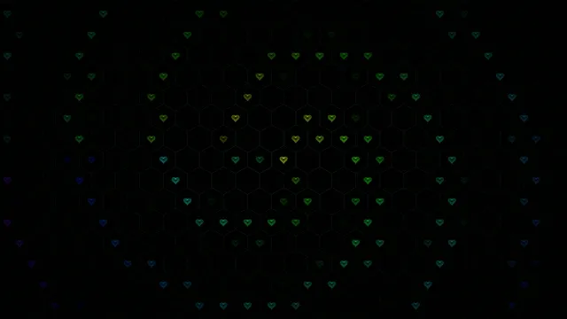 Animated Neon Hearts Network on Black Background 4K