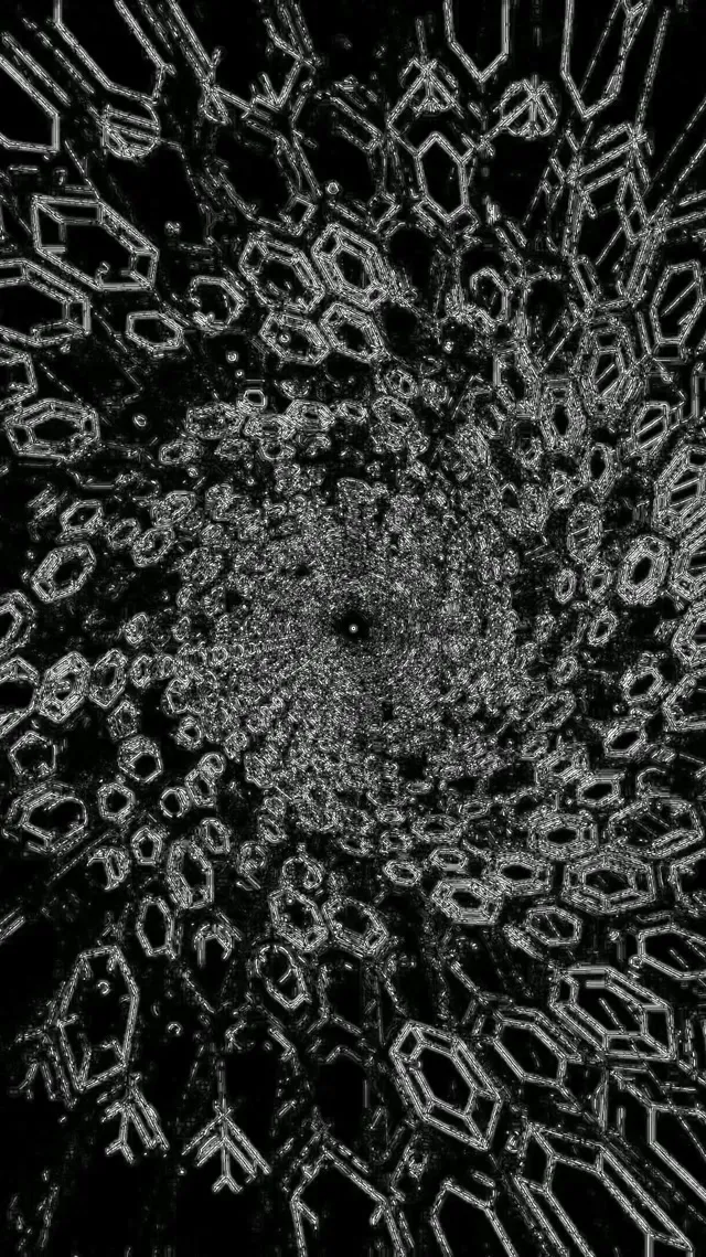 Schwarzer Neon Tunnel Hexagon Bildschirmschoner 60fps 9:16 Reels Vj Loop