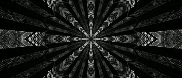 Black Neon Tunnel Screensaver 21:9 Ultrawide 60fps VJ Loop Geometric Star