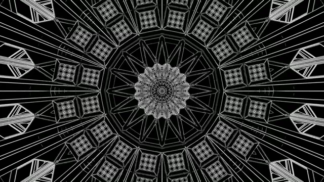 Zwart Wit Neon Tunnel Mandala Screensaver 4K UHD 60fps VJ Loop