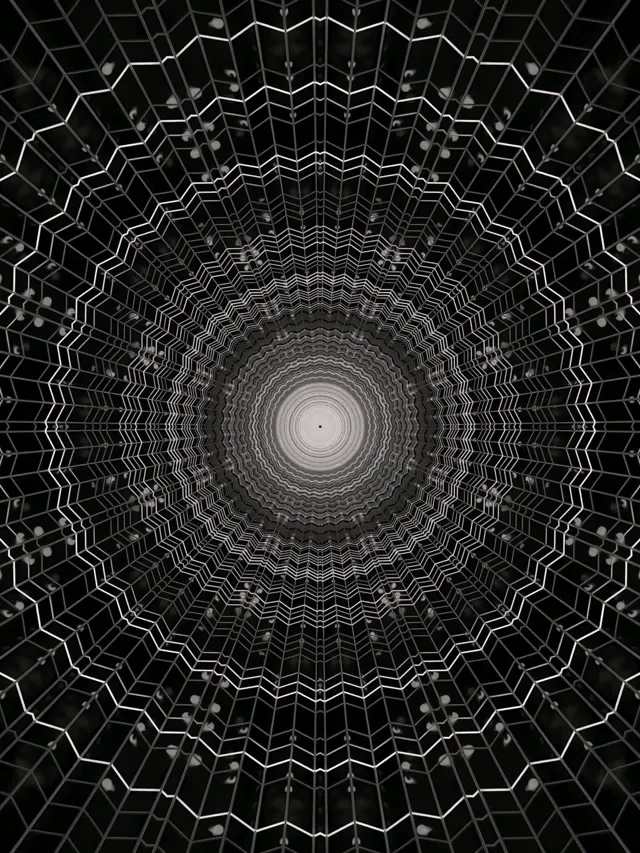 Neonový tunel pavoučí síť vír VJ Loop 3:4 iPad Portrait 60fps spořič obrazovky