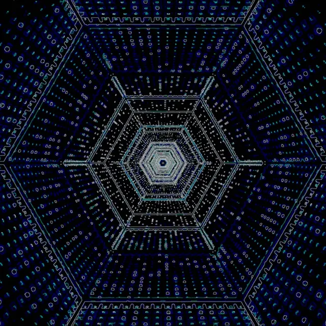 Vj loop Neon Tunnel Blue Hexagon Vortex 1:1 square 60fps screensaver