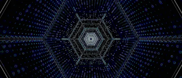 Vj loop Neon Tunnel Blue Hexagon Vortex 21:9 Ultrawide 60fps Screensaver