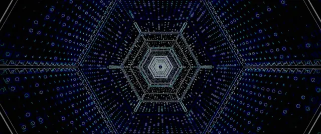 Neon Tunnel Blue Hexagon Vortex VJ Loop 2.39:1 Cinemascope 60fps Screensaver