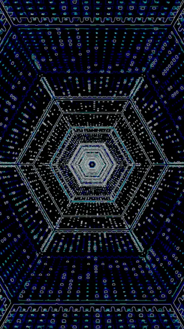 Neon Tunnel Hexagon Vortex VJ Loop 9:16 Reels 60fps Screensaver
