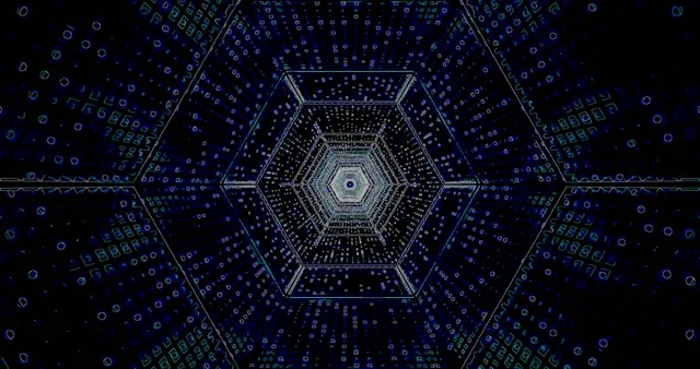 Blue Hex Neon Tunnel Screensaver 4K UHD 60fps VJ Loop