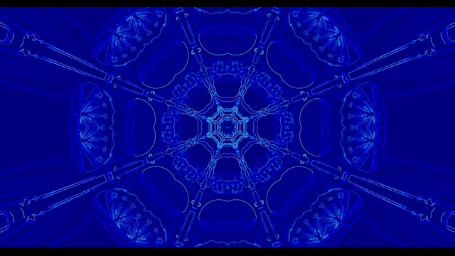 Modrý Neon Kaleidoskop Vzor - Abstraktní Symetrický Pohyb Pozadí Smyčka