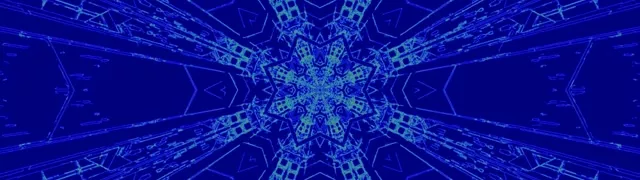Terowongan Neon Biru Kaleidoscope 32:9 Super Ultrawide 60fps Screensaver VJ Loop