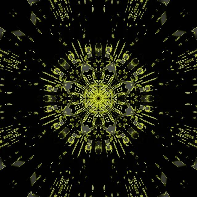 Neon Tunnel Blue Star Kaleidoscope Vj Loop 1:1 Square 60fps Screensaver