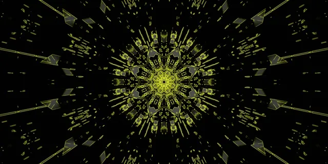 Blue Fractal Kaleidoscope Neon Tunnel 2:1 Univisium 60fps Screensaver Vj Loop