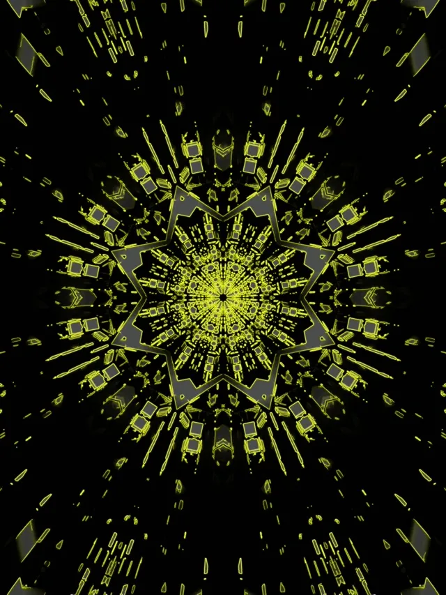 Neonový tunel modrá hvězda kaleidoskop VJ Loop 3:4 iPad Portrait 60fps spořič obrazovky