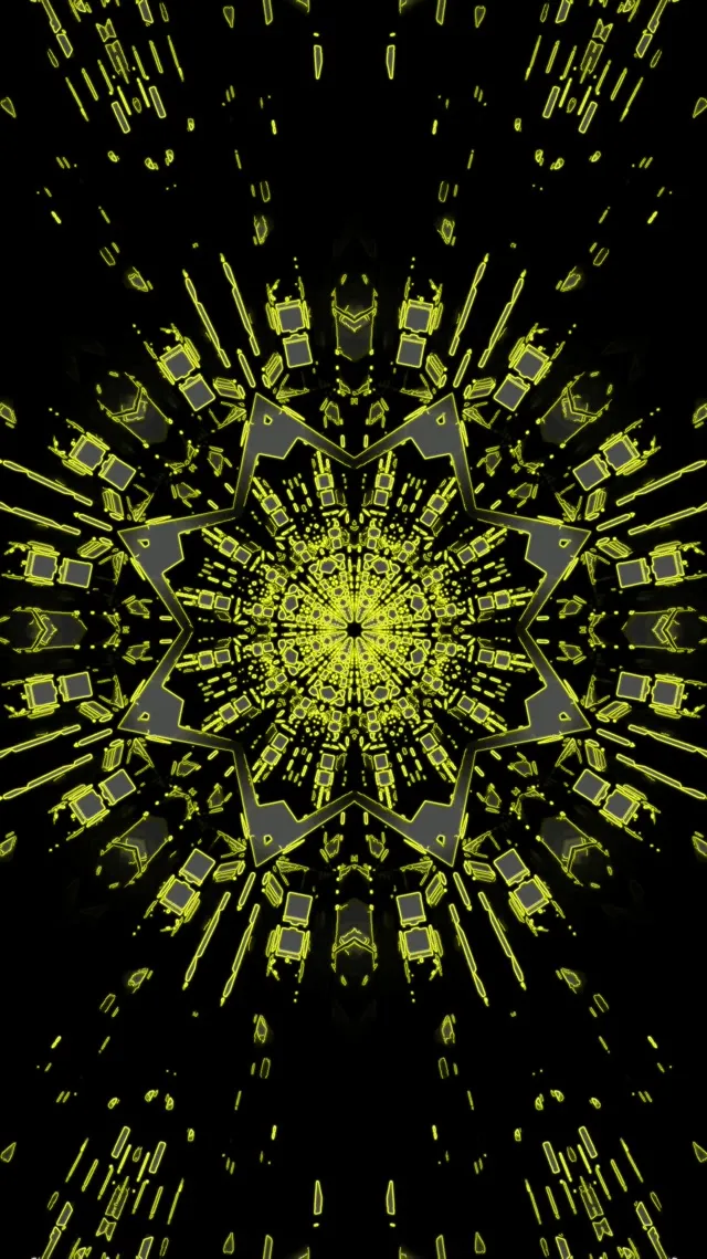 Neon Tunnel Blue Star Kaleidoscope Vj Loop 9:16 Reels 60fps Screensaver