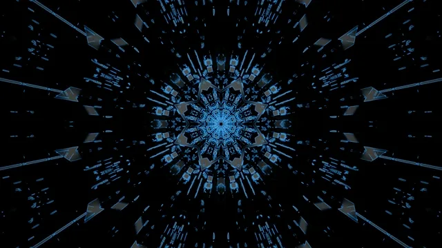 Синий неоновый туннель калейдоскоп заставка 4K UHD 60fps VJ Loop