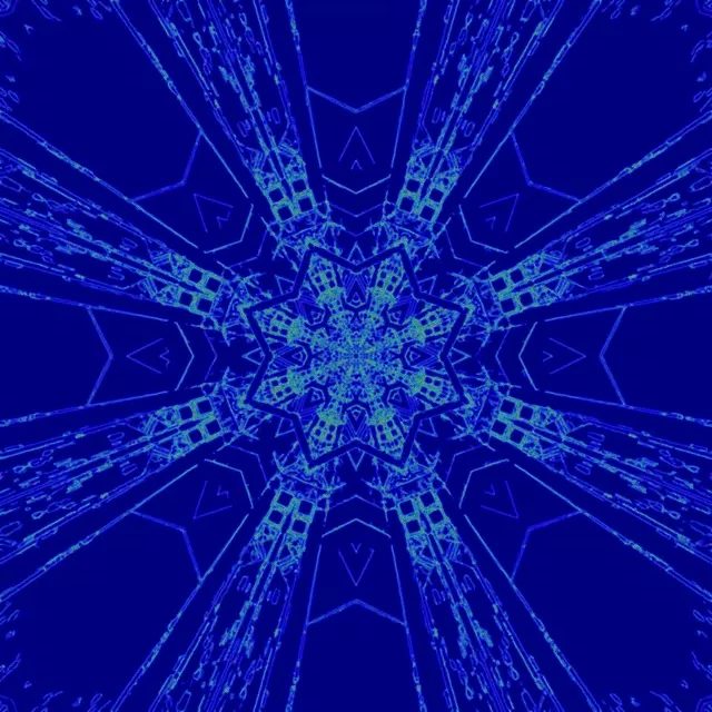 Mėlynas Neon Tunelis Mandala Žvaigždė 1:1 Kvadratas 60fps Ekrano užsklanda VJ Loop