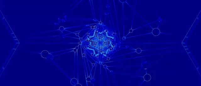 Blue Neon Tunnel Network 60fps 21:9 Ultrawide Screensaver VJ Loop