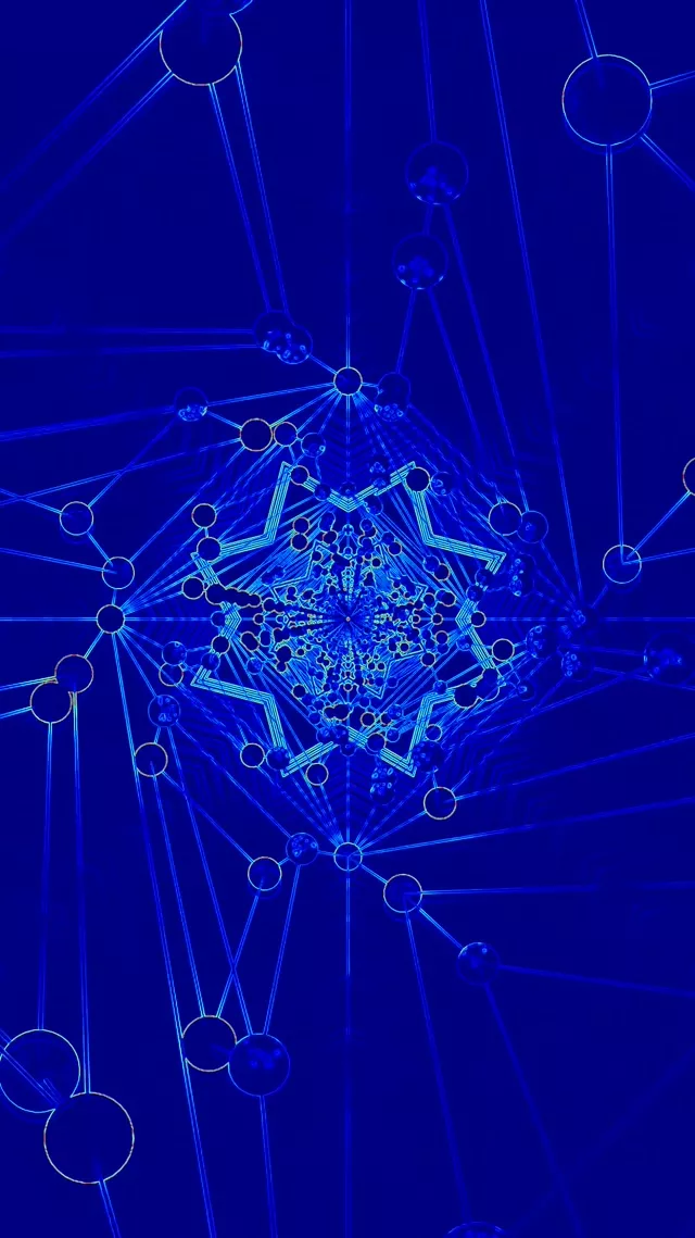 Blå Neon Tunnel Netværk Pauseskærm 60fps 9:16 Reels VJ Loop