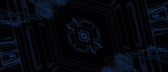 Blue Neon Tunnel Screensaver 21:9 Ultrawide 60fps VJ Loop Geometric Dark