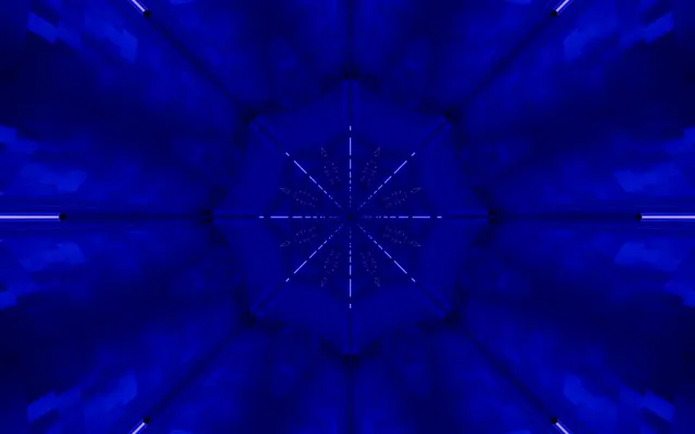 Neon Tunnel Blue Kaleidoscope Snowflake VJ Loop 60fps 16:10 MacBook Screensaver