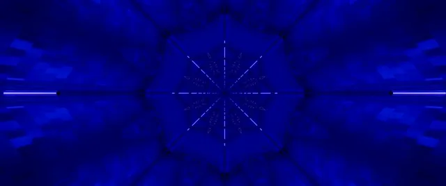 Neon Tunnel Blue Kaleidoscope Snowflake VJ Loop 2.39:1 Cinemascope 60fps Screensaver
