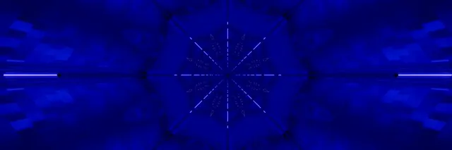 Neon Tunnel Blue Kaleidoscope Snowflake 3:1 Triple Wide 60fps Screensaver Vj Loop