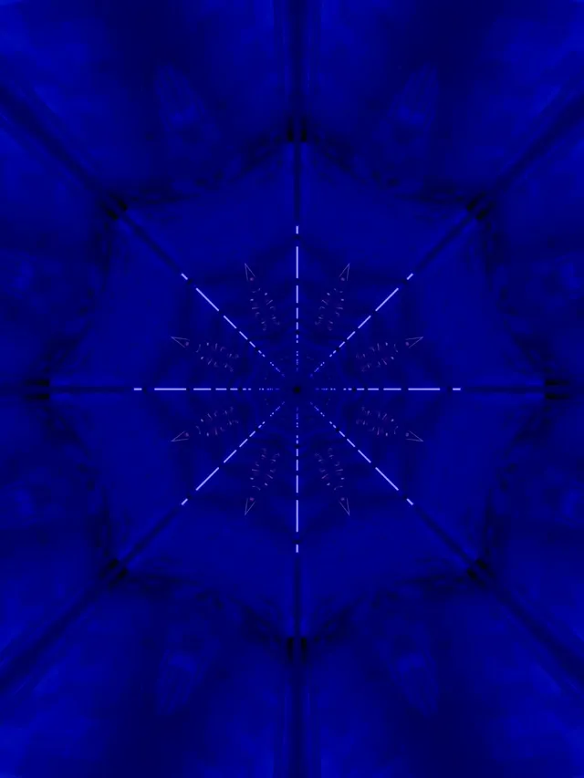 Tunnel Neon Blu Caleidoscopio Fiocco di Neve VjLoops 3:4 iPad Portrait 60fps Screensaver