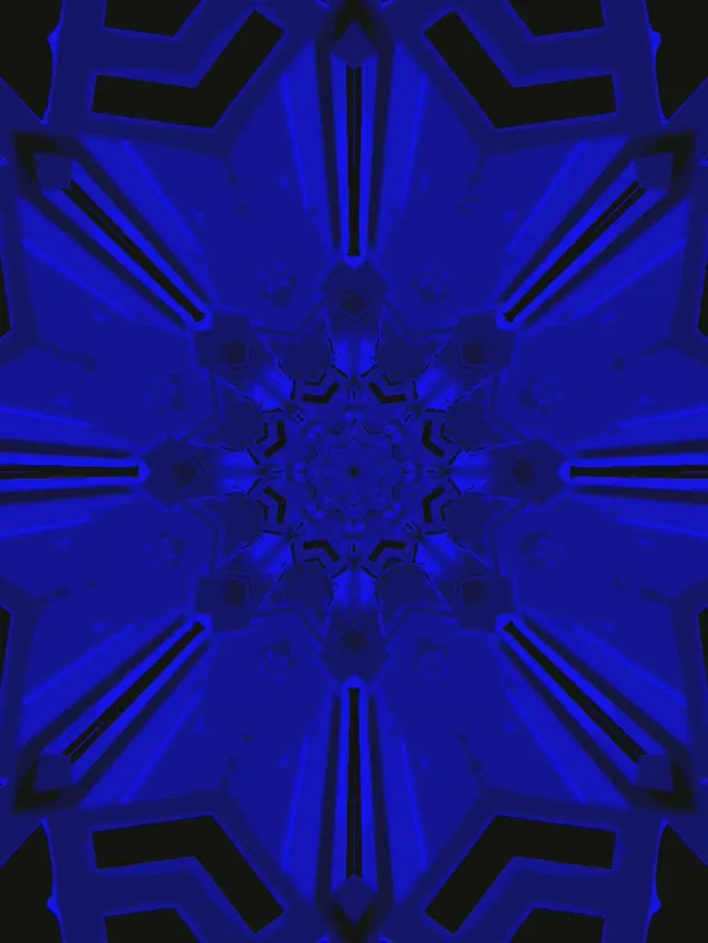Caleidoscop Fractal Albastru Tunel Neon VJ Loop 3:4 iPad Portret 60fps Screensaver