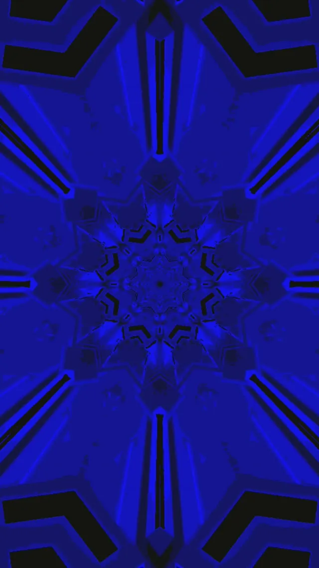Neon Tunnel Blue Kaleidoscope Star VJ Loop 9:16 Reels 60fps Screensaver
