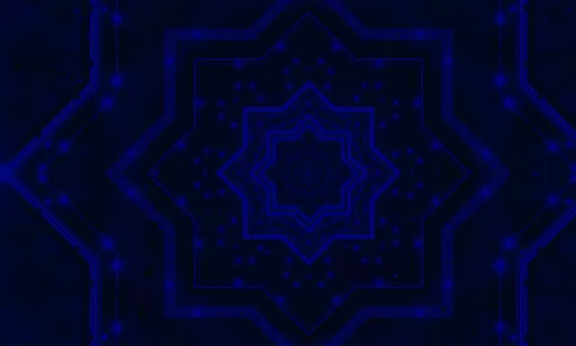 Неоновий Тунель Синя Зірка Мандала 5:3 wide 60fps Скрінсейвер VJ Loop